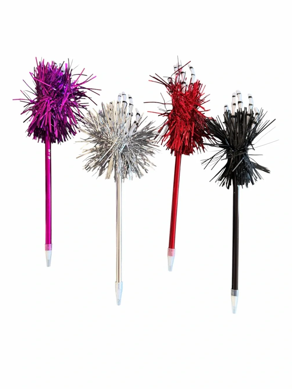 Purple Skeleton Hand & Tinsel Halloween Themed Black Ink Pen Boo Trick or Treat